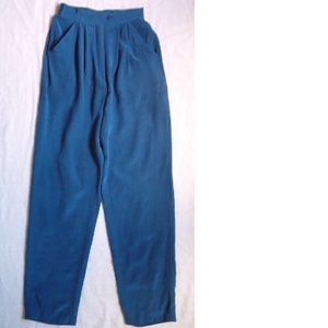 New - Gianfrediani Women's Slimming Straight-Leg Silk Pants, Teal, Extra Small